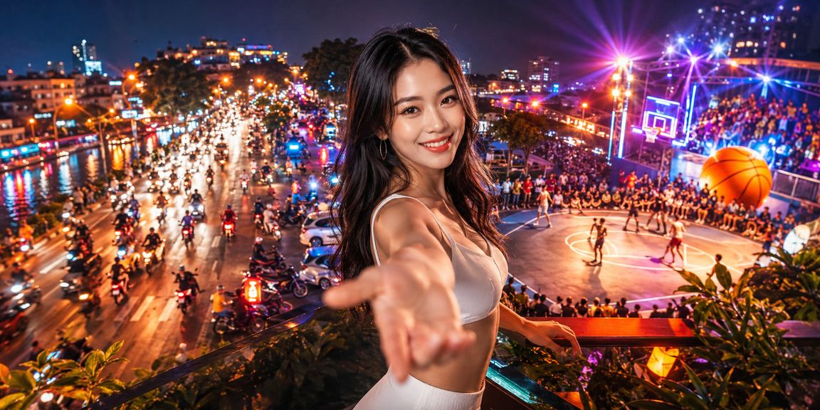 Người xem và đặt kèo bóng rổ tại chợ đêm Hà Nội
